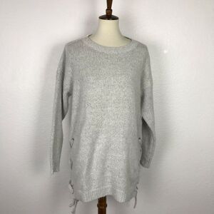 Dreamers Crewneck Pullover Lace Up Stretch Knit Sweater